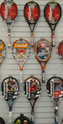 Racquets on wall